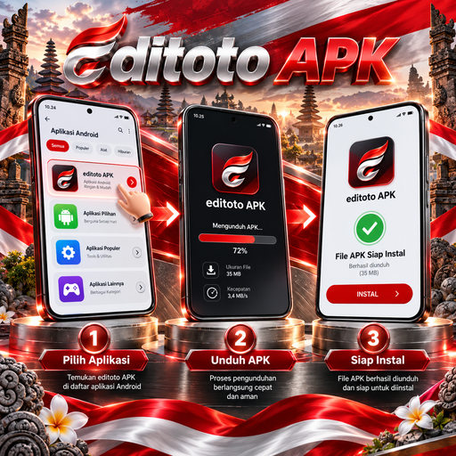 Ilustrasi panduan instalasi editoto di Android